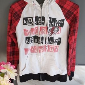 Abbey Dawn White and Red Plaids Hoodie